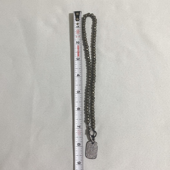 NWOT Pyrite Rondelle Gemstone Necklace; Faceted Dainty Beads Strand w Pendant - Picture 6 of 6